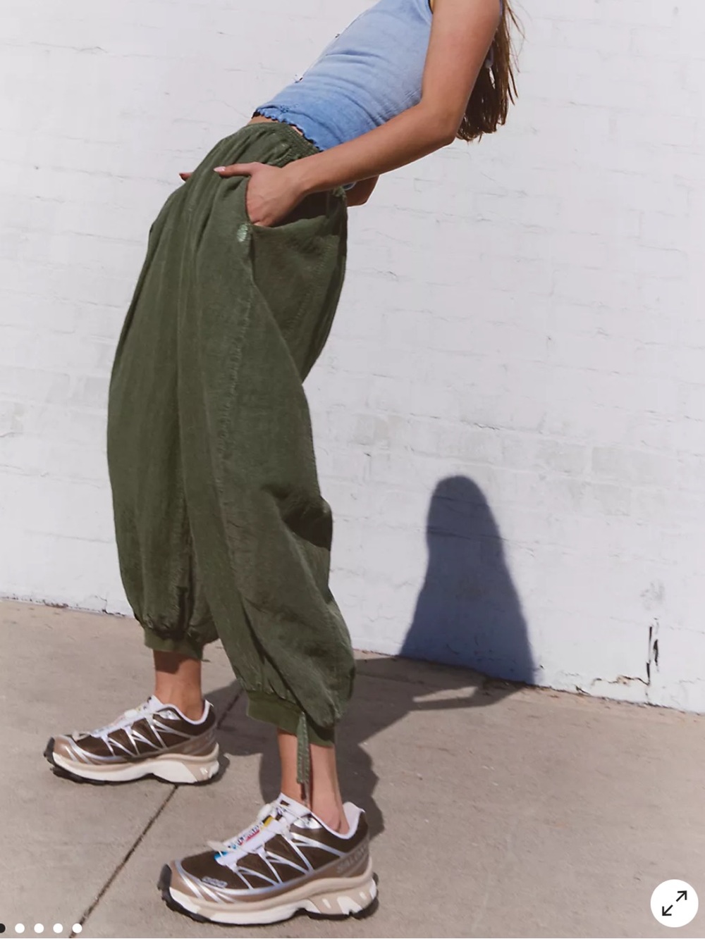 Free People On It Balloon Pants XS NWT Terrain Green FP Movement wide pull on